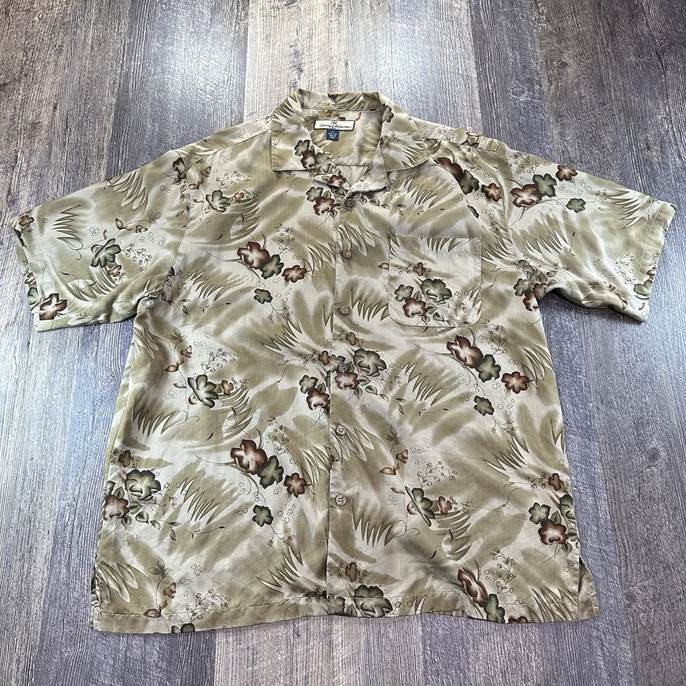 Tommy Bahama Men's 100% Silk Floral Shirt Short Sleeve Button Down Size XL